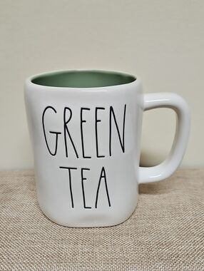 Rae Dunn White Mug with Green Interior - GREEN TEA